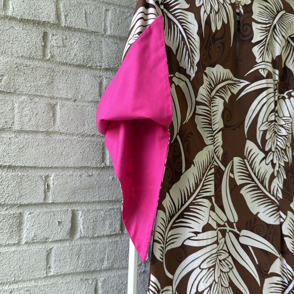 Handmade Hawaiian Tropical Leaf Maxi Dress - Picture 5 of 6